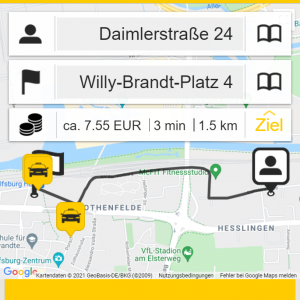 App Taxi.eu with fare calculation via smartphone (Android/iOS)